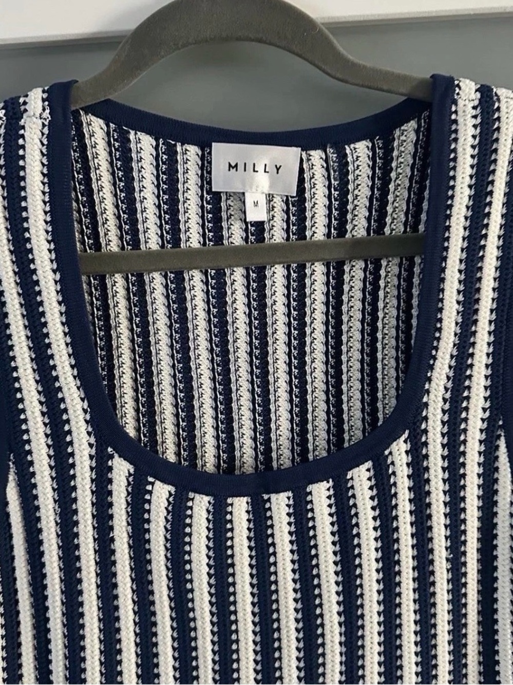 Milly Navy and White Vertical Stripe Midi Tank Dress - Picture 2 of 4